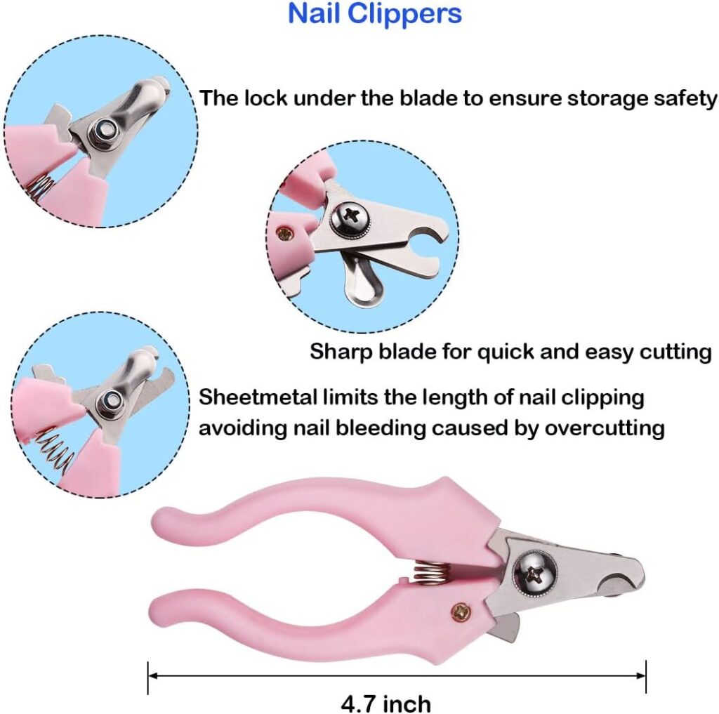Elfirly Professional Dog Grooming Scissors Kit Stainless Steel Round Tip Cutting Curved Scissors Thinning Shears Grooming Comb Pet Hair Trimming Scissors with Extra Dog Nail Clippers for Dogs and Cats