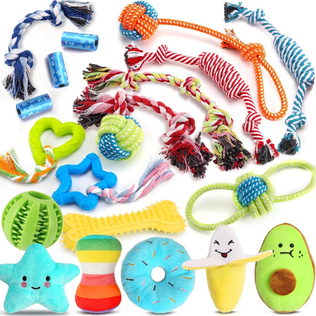 Leipple 20 Pack Luxury Dog Chew Toys for Puppy, Cute Small Dog Toys with Ropes Puppy Chew Toys, Interactive Dog Toys and Squeaky Puppy Toys for Small Dogs